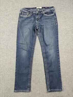 Vintage VGS Skinny Jeans Womens 10 Blue Medium Wash Embroidered Studded